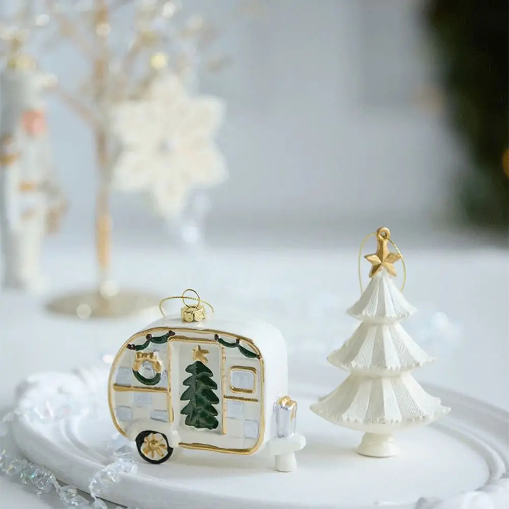 White Christmas Hanging Pendants – Soldier, House & Car Baubles Christmas Ornaments Zpaxo