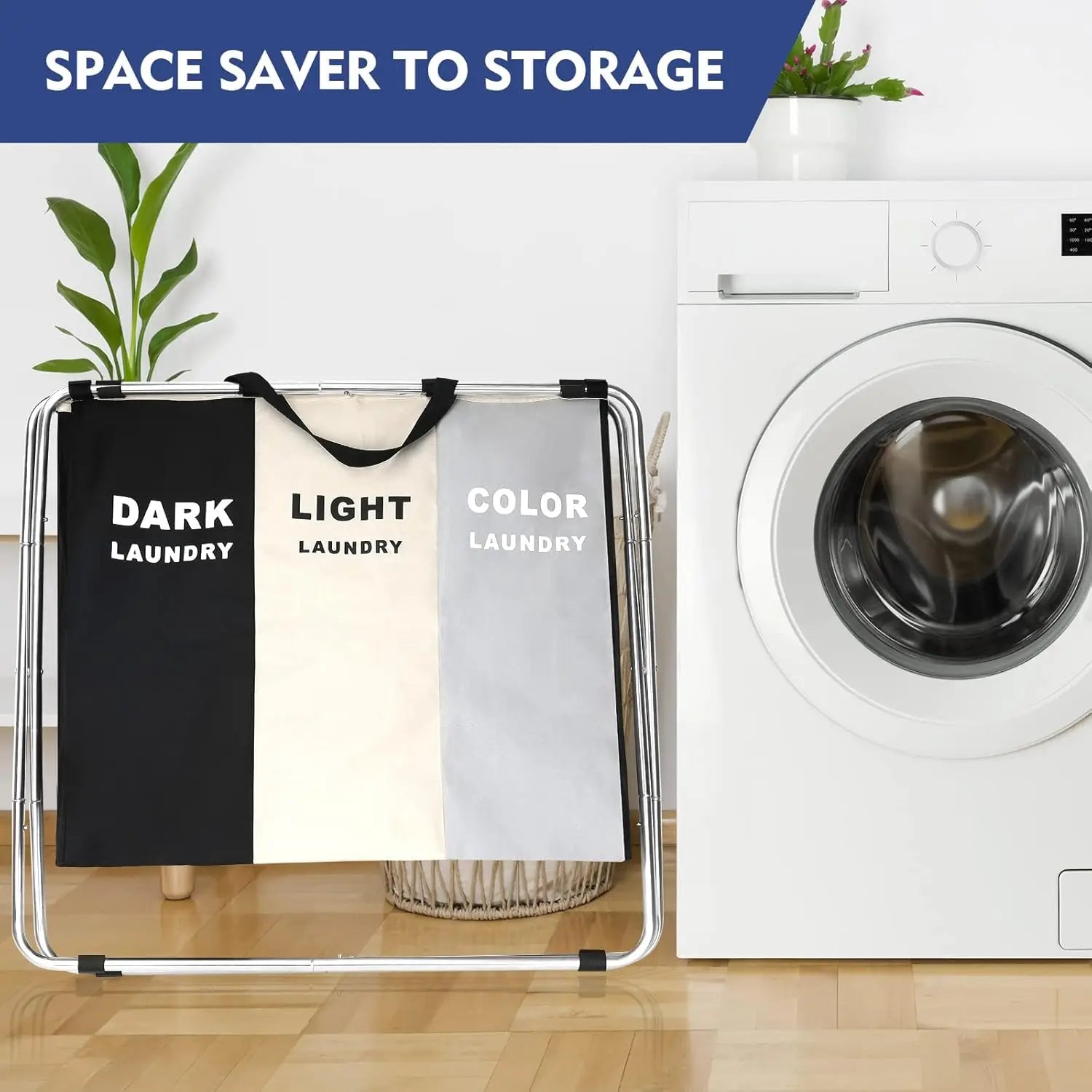 Large Laundry Basket Freestanding Hamper Collapsible Tall Clothes
