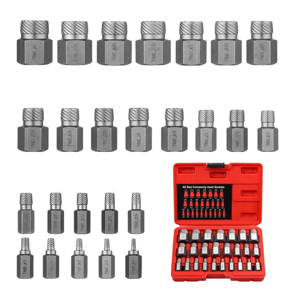 Extractor Set Heavy Duty Metal Hand Tools 25-Piece Stripped Lug Nut Remover For Damaged Stripped Broken Screws Studs Nut Zpaxo China Mainland Silver
