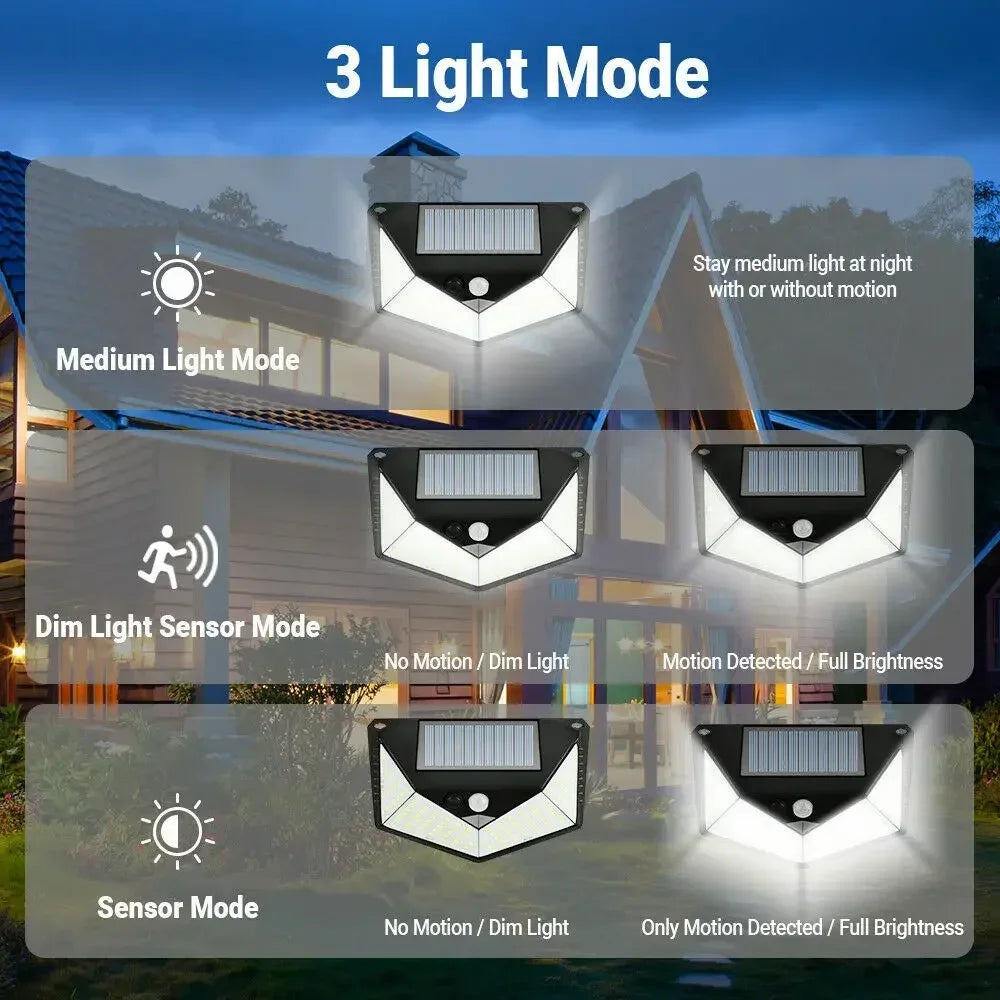 Solar Spotlight Outdoor, 44/100LED PIR Motion Sensor Wall Light, IP65 Waterproof Solar Powered Security Lamp for Garden 1/2/4Pcs Zpaxo