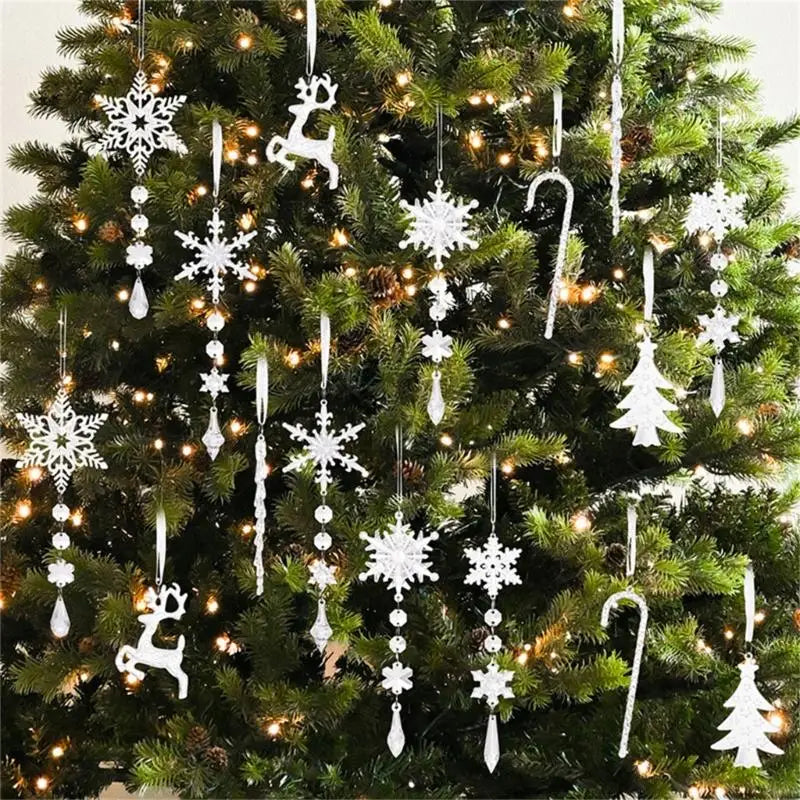 Elegant Acrylic Ice Christmas Tree Hangers Safe Kids Pet Holiday