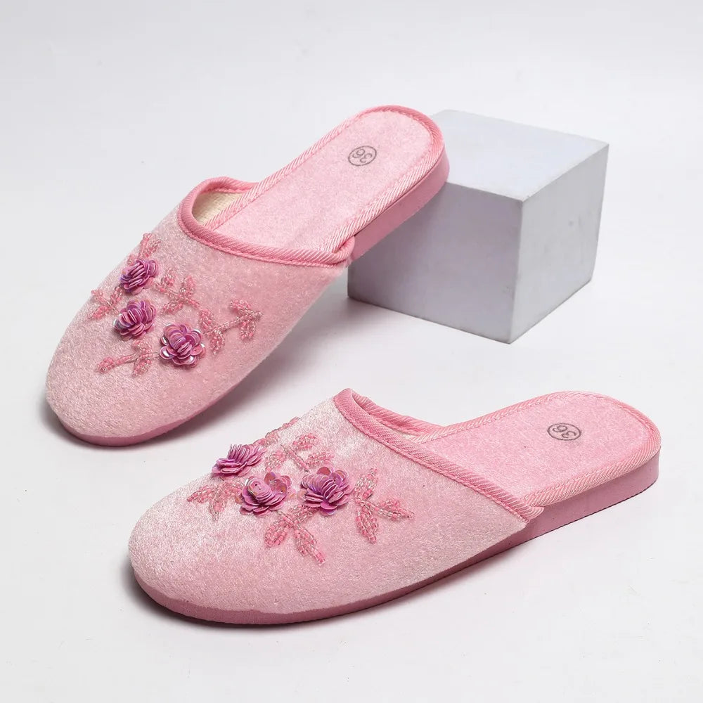 Women Indoor Slippers Home Slides Sequin Flat Shoes Summer Hollow Zpaxo 37 image color 4