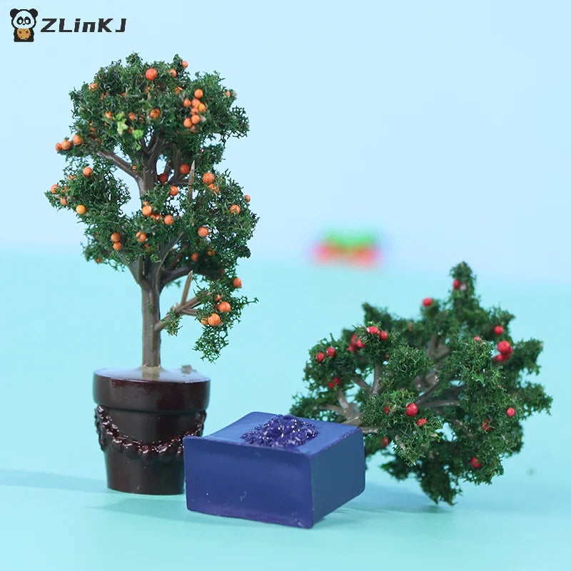 ▶1Pc 1:12 Dollhouse Miniature Potted Fruit Trees Simulation Potted Plants Doll Decor Zpaxo
