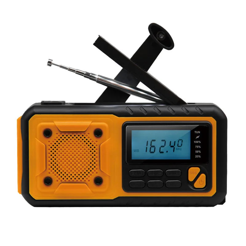 Portable 4000mAh Emergency Solar Power Radio Hand Crank AM FM Weather