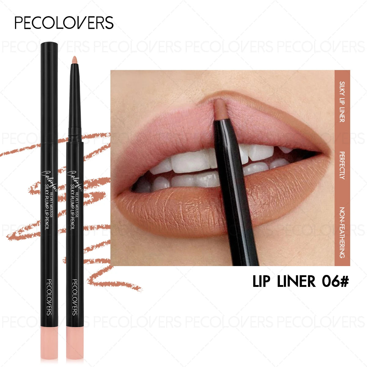 1PC Waterproof Matte Lip Liner & Gloss-like Effect Pencil Long-Lasting Non-Staining Moisturizing Lip Makeup Zpaxo 06