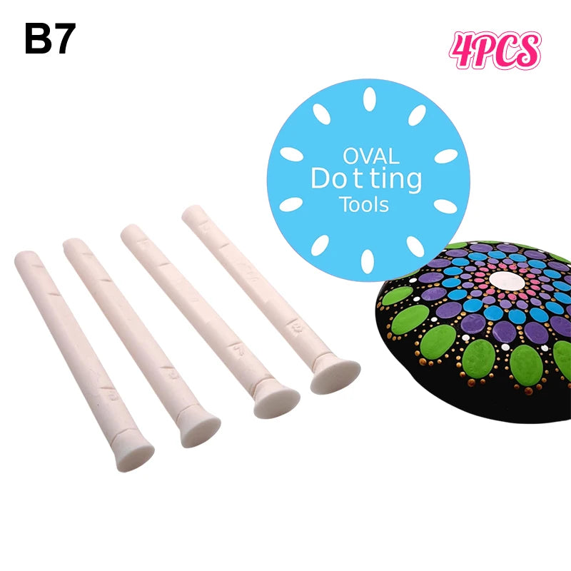 Flower Floral Dotting Tools Set Dot Painting Pen Embossing Tool Art Stamp Pen DIY Graffiti Flowers Butterflies Moon Pattern Zpaxo B7