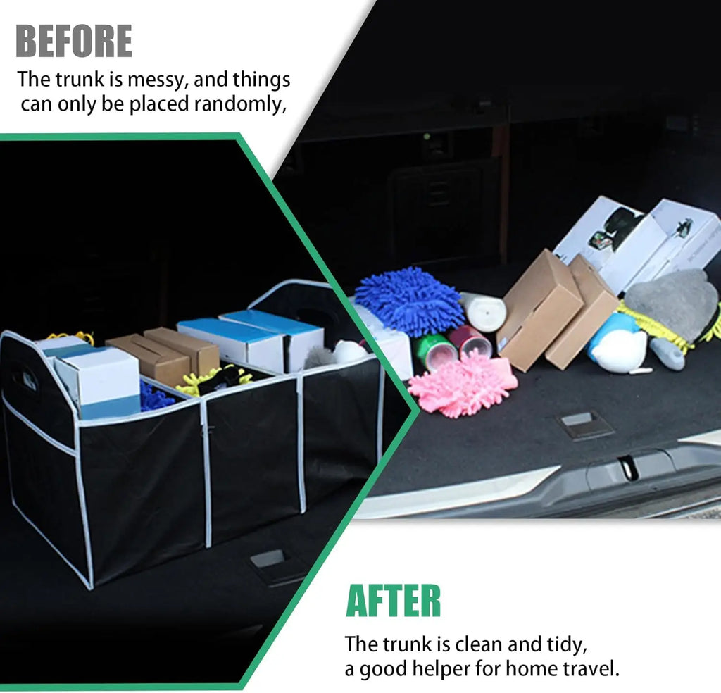 Foldable 3-Compartment Car Trunk Organizer | Cargo Storage Bag