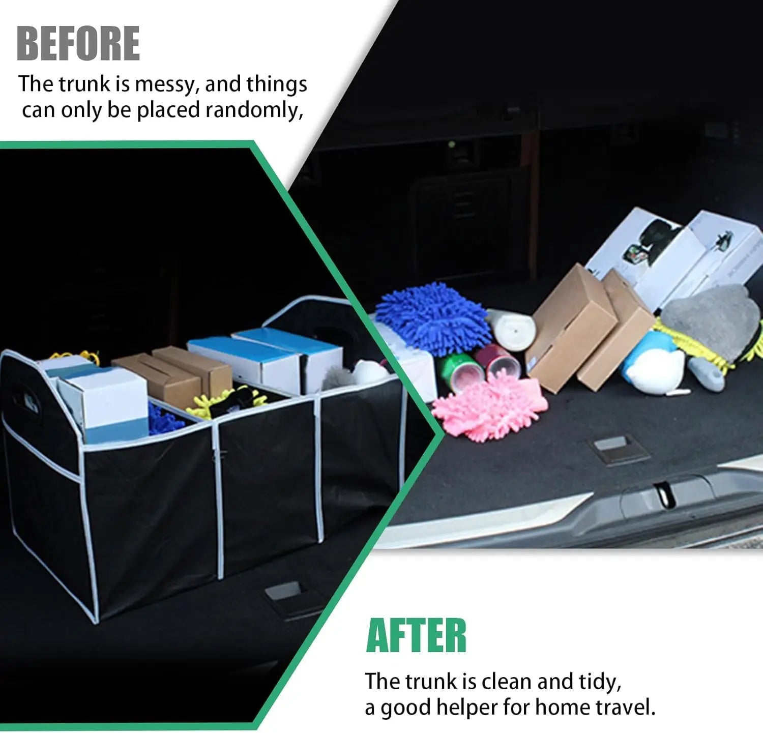 Foldable 3-Compartment Car Trunk Organizer | Cargo Storage Bag