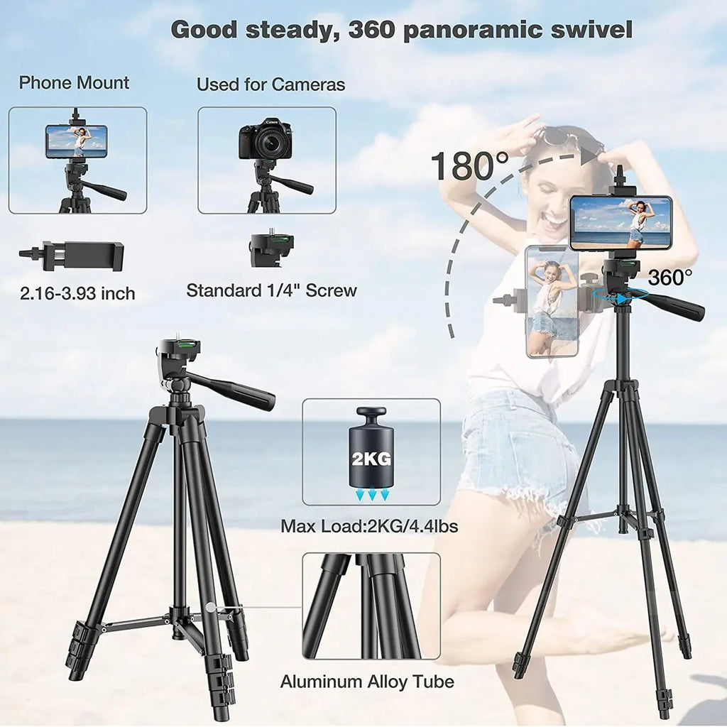Tripods For Phone Lightweight Camera Tripod Stand with Bluetooth Selfie Remote Phone Holder Video Photography For iPhone Xiaomi Zpaxo
