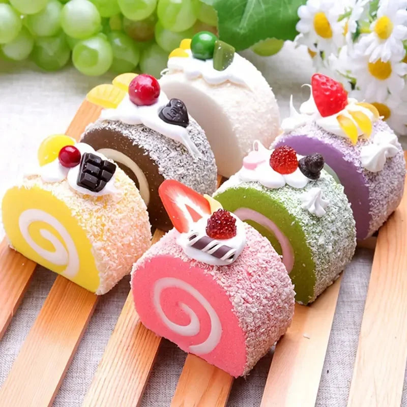 Simulation Swiss Roll Cake Model PU Dessert Fake Food Decor