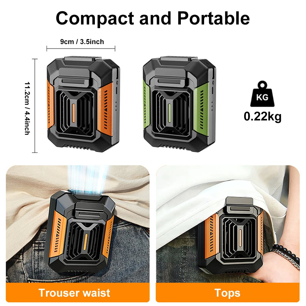Portable Waist Fan Hanging Neck Rechargeable Air Circulation Outdoor