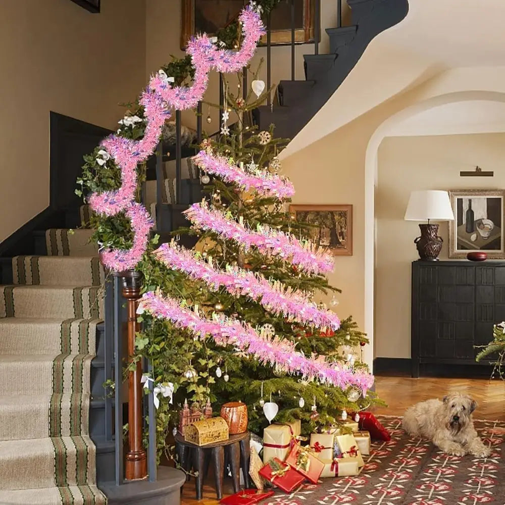 2M Colorful Tinsel Garland Strip – DIY Christmas Ribbon Decor Tinsel Garland Strip Zpaxo