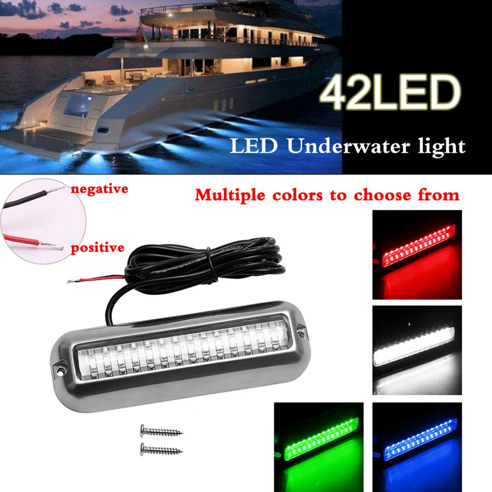 Underwater Boat Transom Light 42 LED Stainless Steel Pontoon