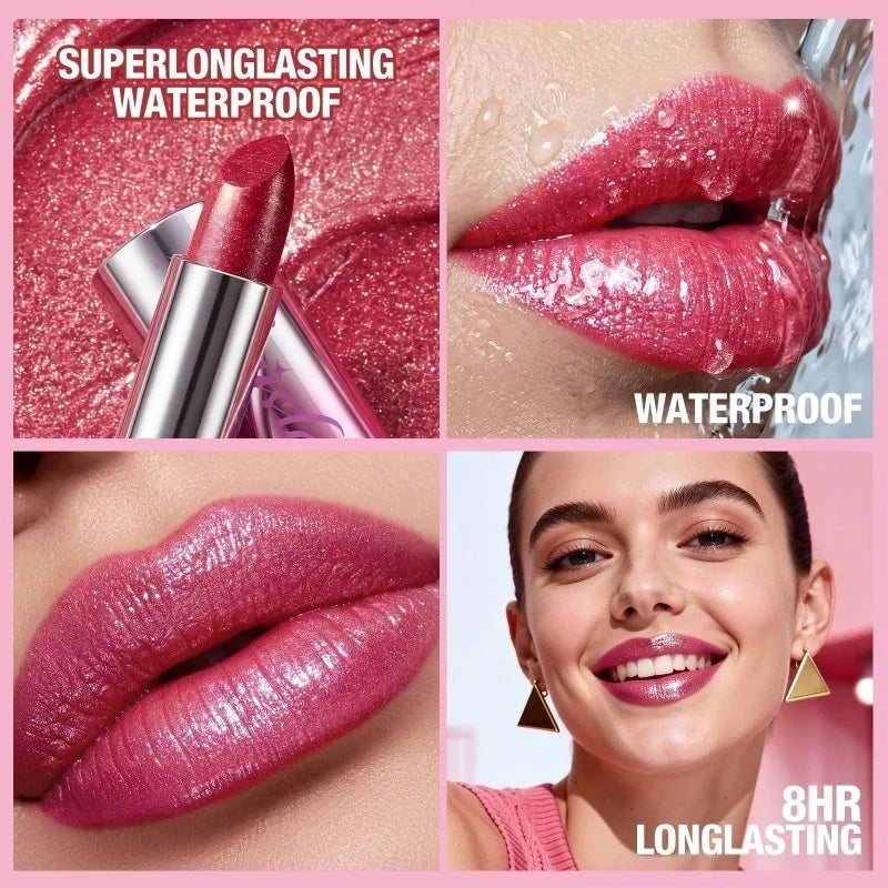 14 Colors Metallic Sparkle Lipstick Polarizing Glitter Shiny Lip Gloss Waterproof Long Lasting Gold Pearl Shine Sexy Lips Makeup Zpaxo