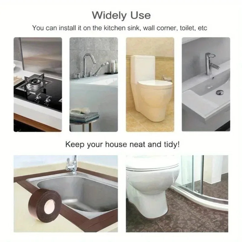 1m/3.2m PVC Waterproof Sealing Tape for Bathroom Sink, Shower, Bathtub and Toilet - Self Adhesive Wall Sticker Zpaxo
