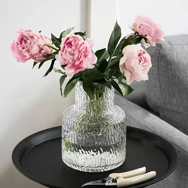 Nordic Retro Textured Glass Vase Bottle Flower Pot Hydroponic Tank