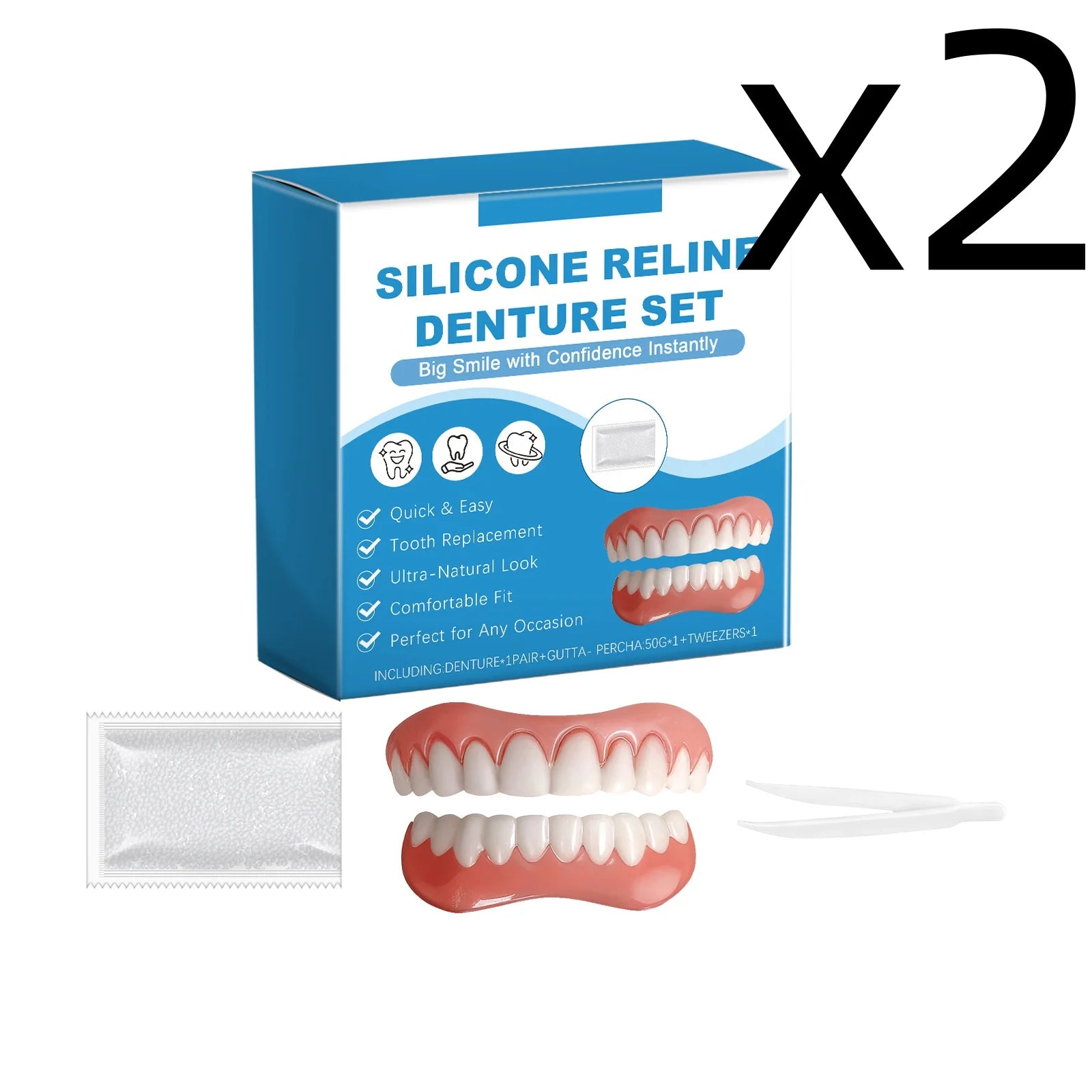 Silicone Reline Denture Kit – Fake Teeth Repair Set Denture Repair Kit Zpaxo 1set Boxed X 2PCS