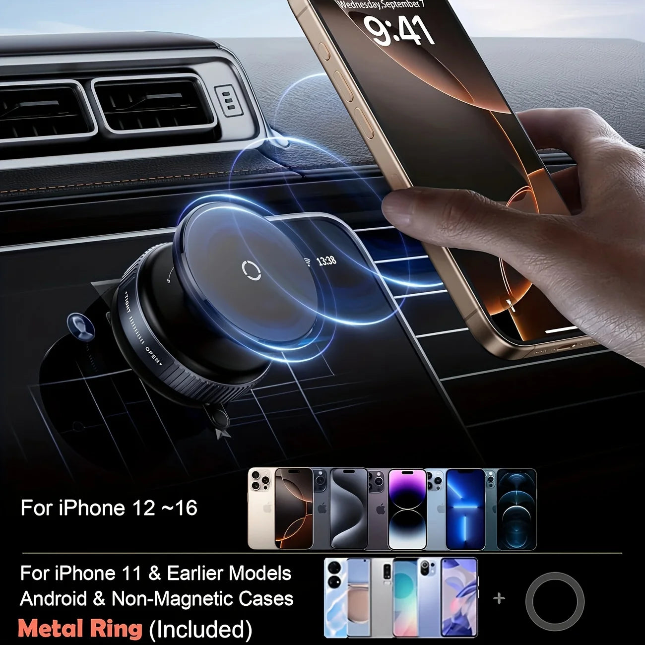 Vacuum Magnetic Suction Cup Car Phone Holder 360 Rotation Navigation