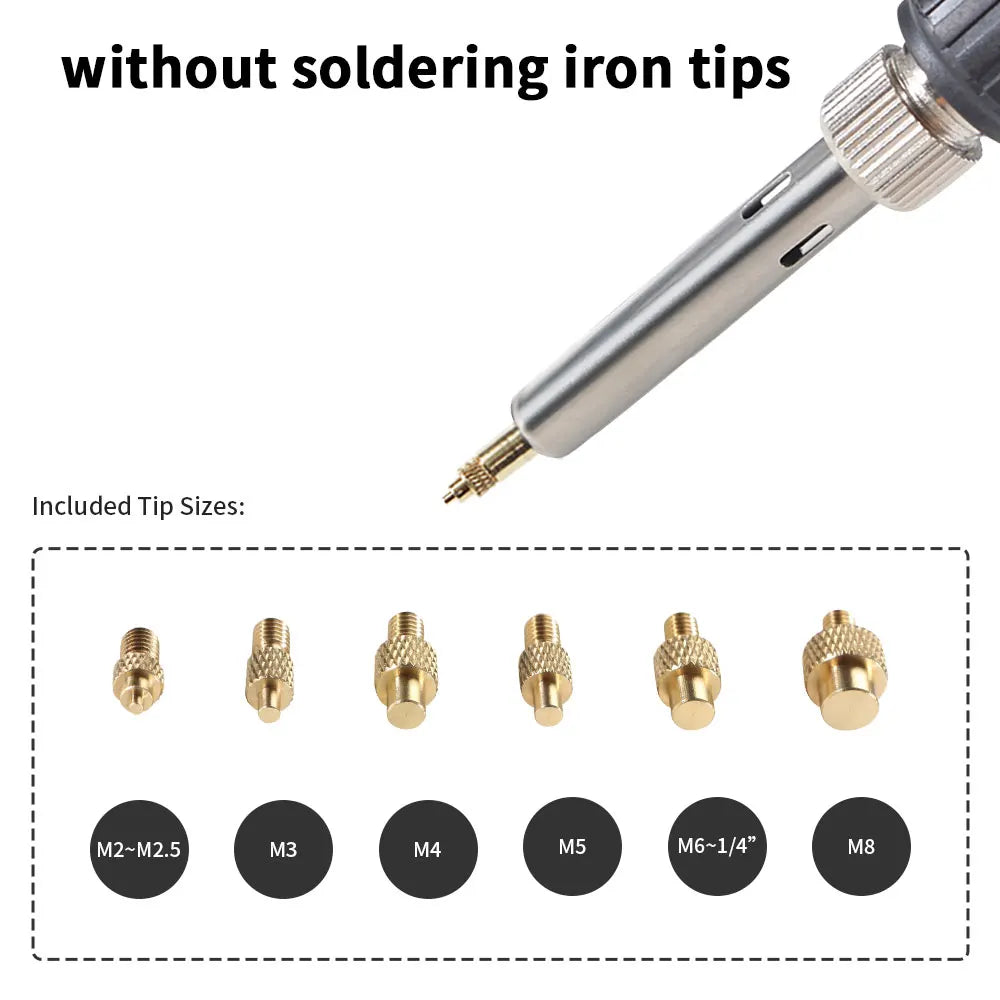Heat Insert Nut Iron Tip M2 M3 M4 M5 M6 M8 Brass Thread Embedded