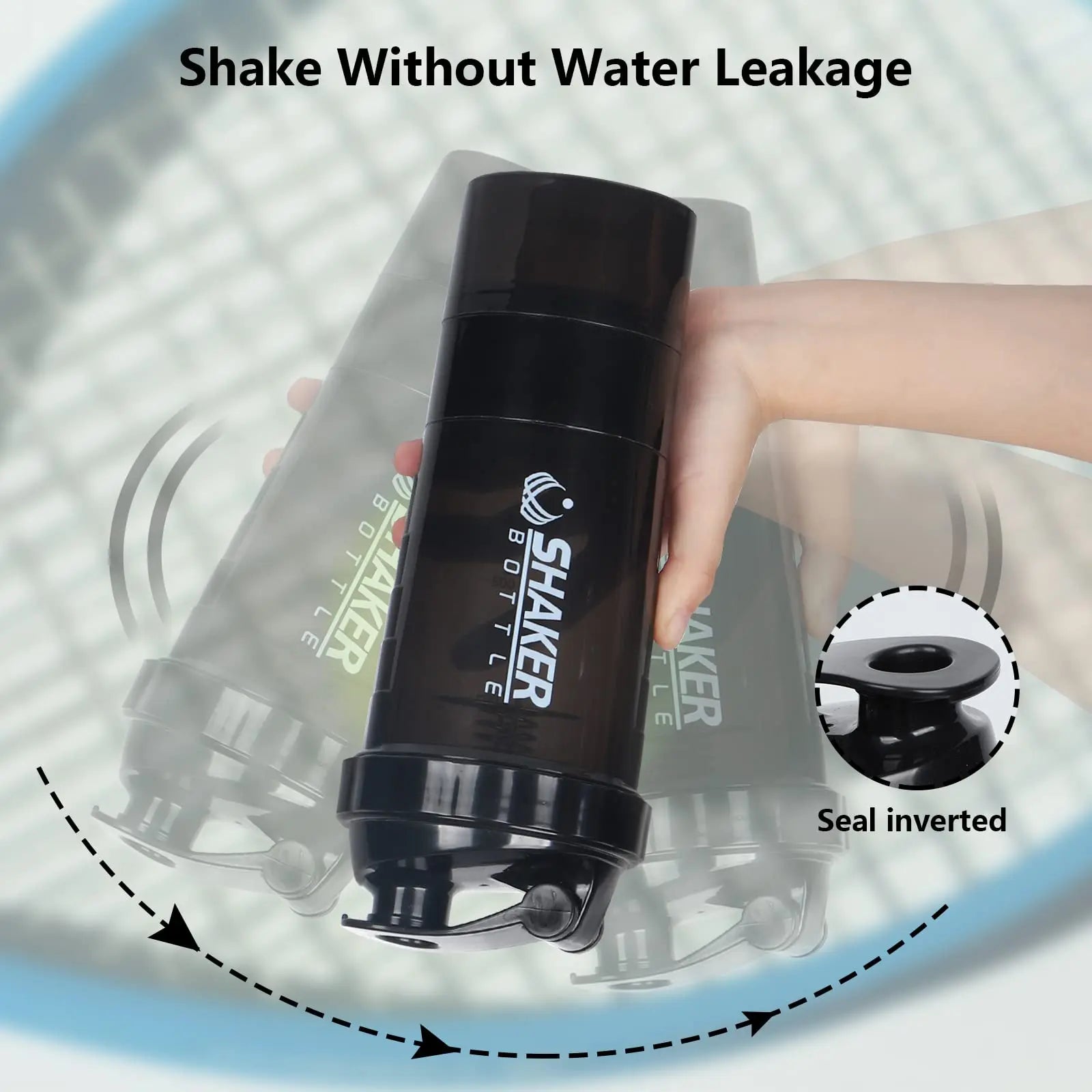 Large Capacity 3 Layers Protein Shaker Bottle with Mixing Cup for Body Building Exercise Water Shaker Cup Powder Shake Mixer Zpaxo
