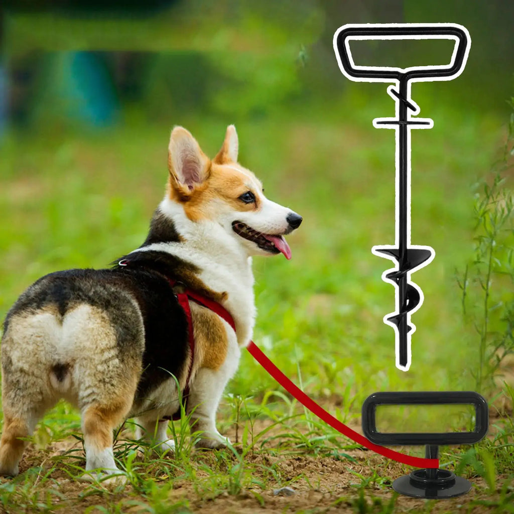 Dog Stake Heavy Duty Strong Grip Iron Strap Ground Garden Beach