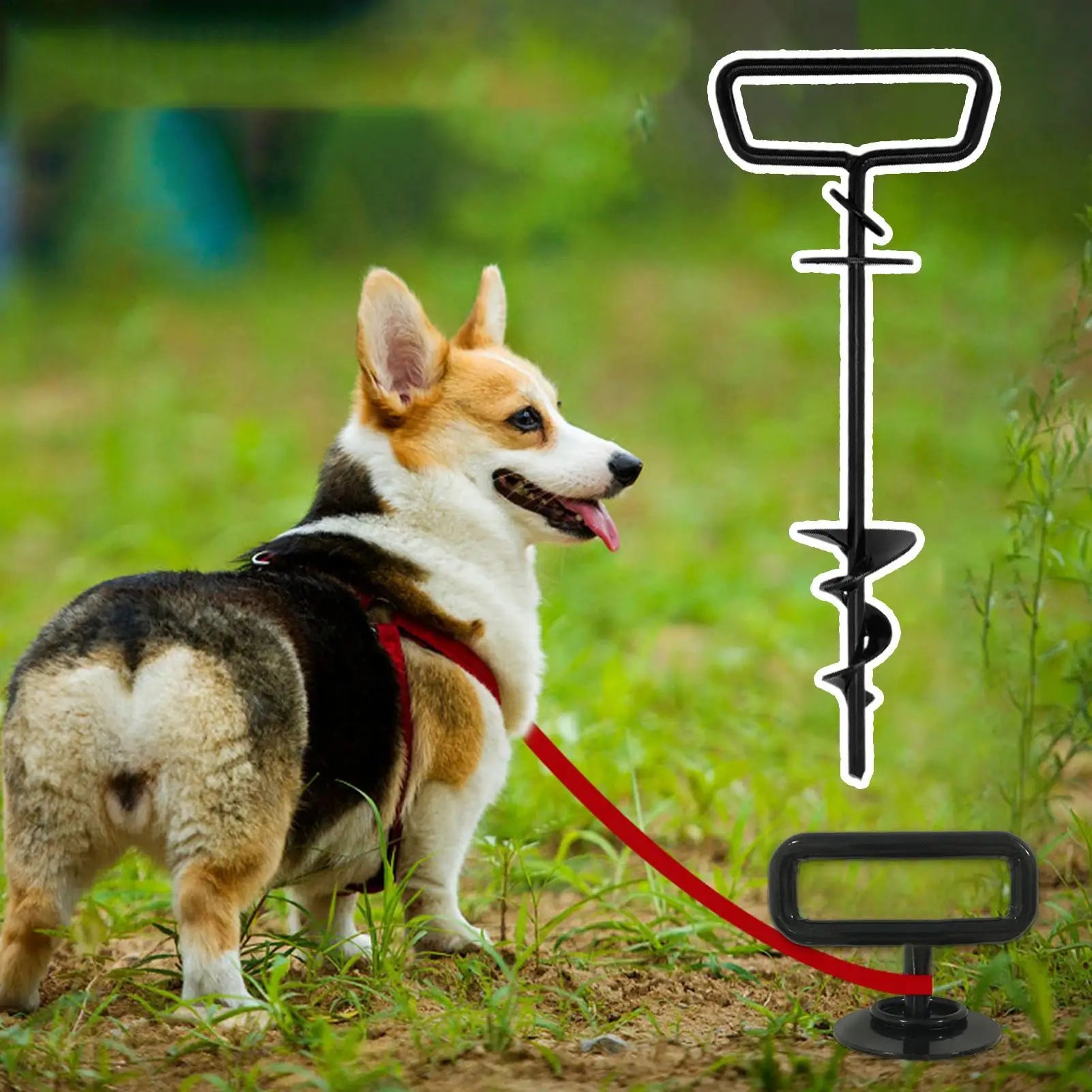 Dog Stake Heavy Duty Strong Grip Iron Strap Ground Garden Beach