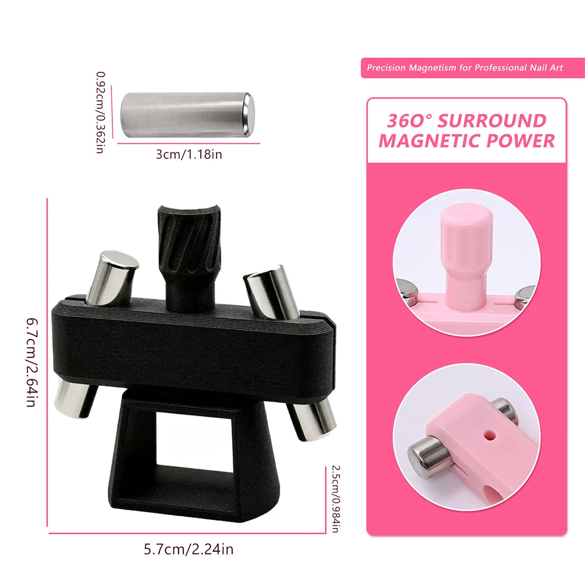 Powerful Automatic Cat S Eye Magnet Rotatable Whipping Design Wide Zpaxo Black WIthMagnet-1Pc