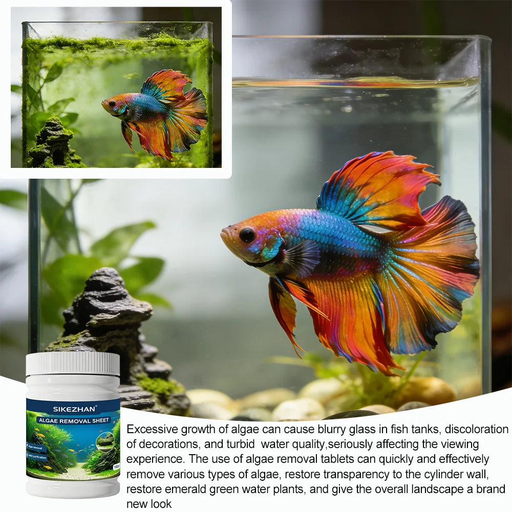 Fish Tank Cleaning Algae Tablets Tank Moss Odor Remover Water Purify Aquarium Algaecide Control Cleaning Algae Repellent Agent Zpaxo
