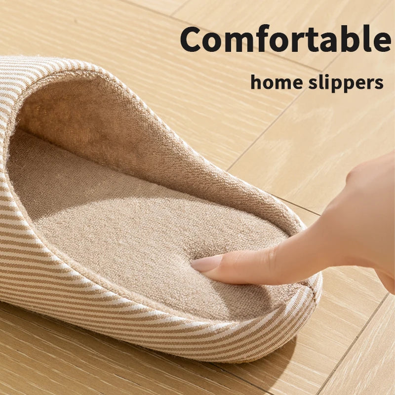 Unisex Home Slippers Soft Fur Warm Indoor Flat Slides Nonslip Couples