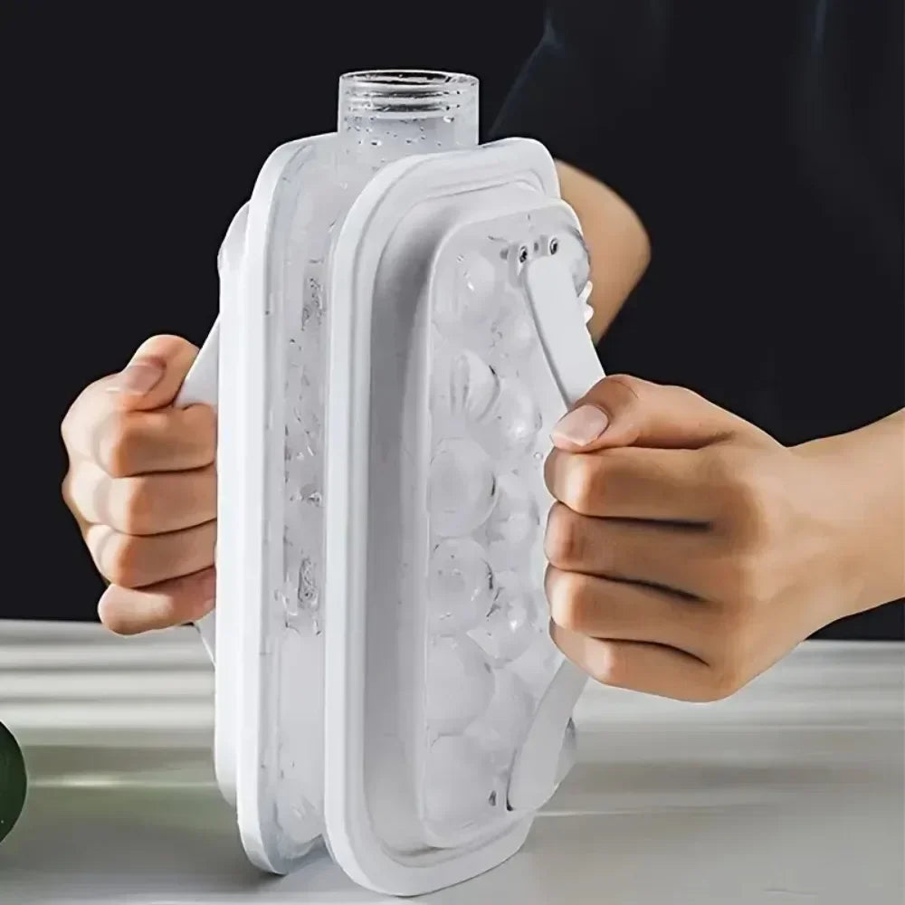 Portable 2-in-1 Folding Ice Maker Water Bottle Creative Ice Cube Mold Kitchen Bar Gadgets Ice Hockey Lattice Making Tool Kettle Zpaxo