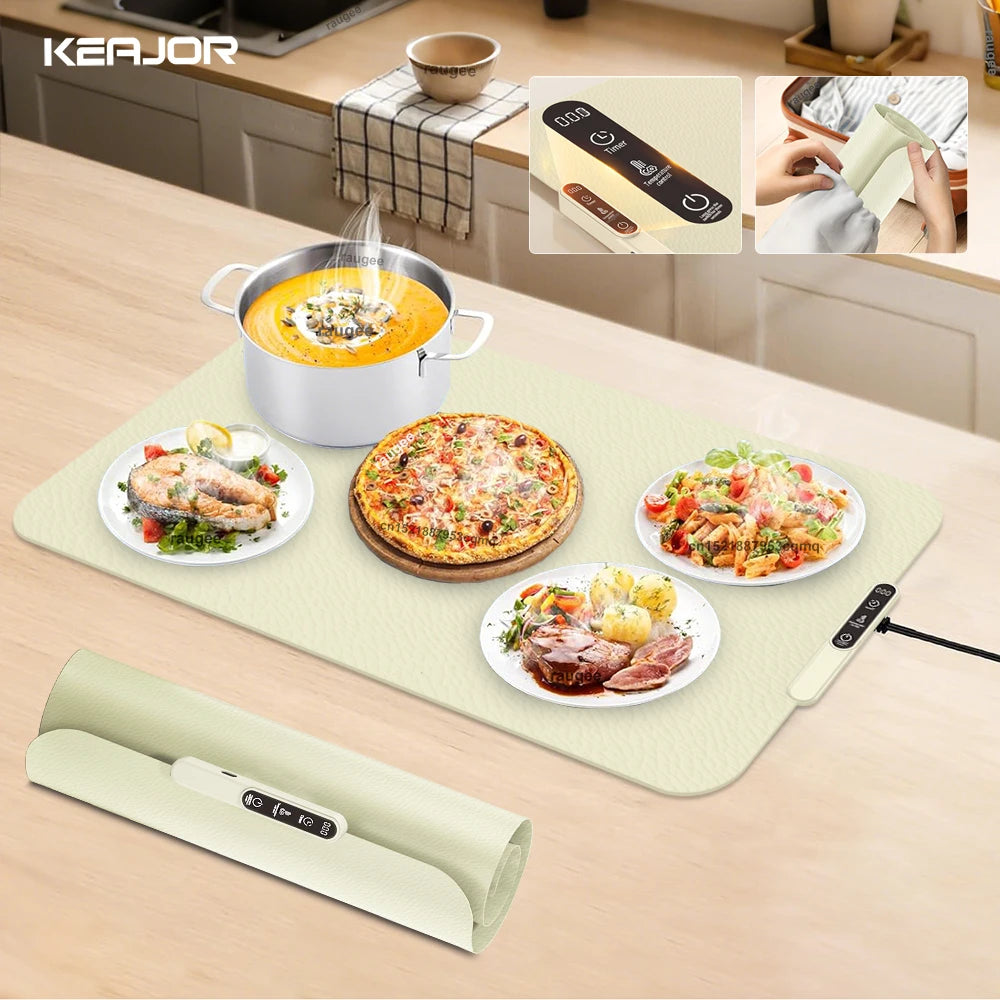 Electric Warming Tray Foldable Food Warmer Plate Silicone Mat Fast