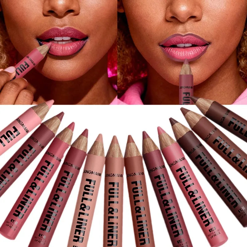 Matte Lip Liner Pencil Waterproof Long Lasting Velvet Brown Contour Zpaxo
