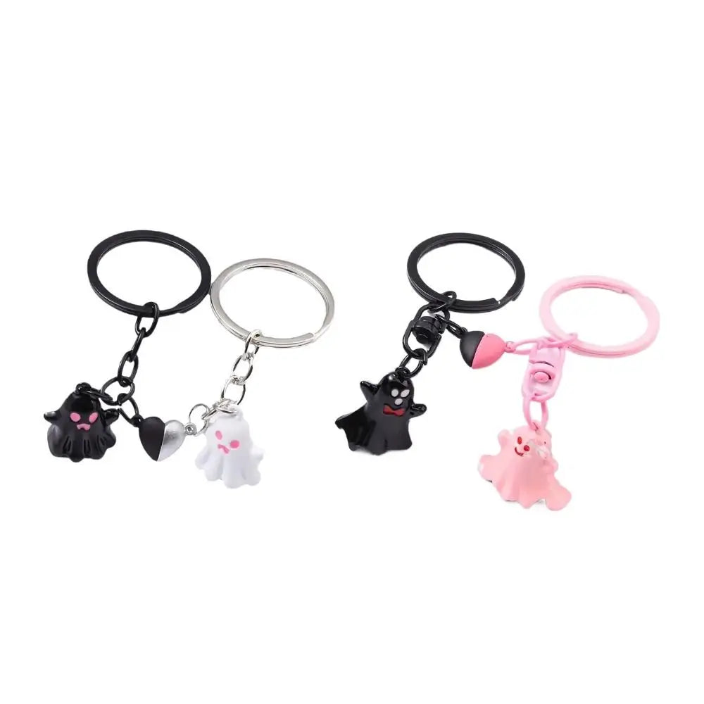 1Pair Creative Bag Hanging Halloween Ghost Keychain Cute Ornaments Magnetic Ghost Pendant Couple Lovers Key Rings Bag Decor Zpaxo