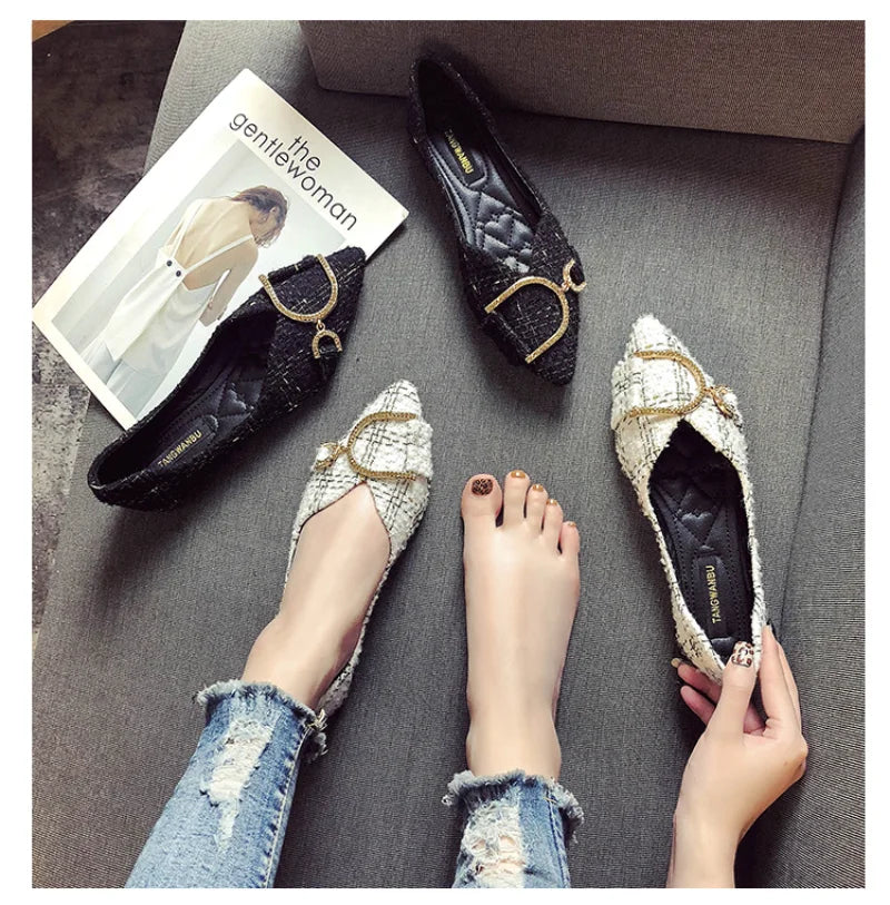 Flats Shoe Women's 2023 New Spring Autumn Korean Square Toe Shallow Gentle Fashion Temperament Large Size Woman Shoes Luxury Zpaxo