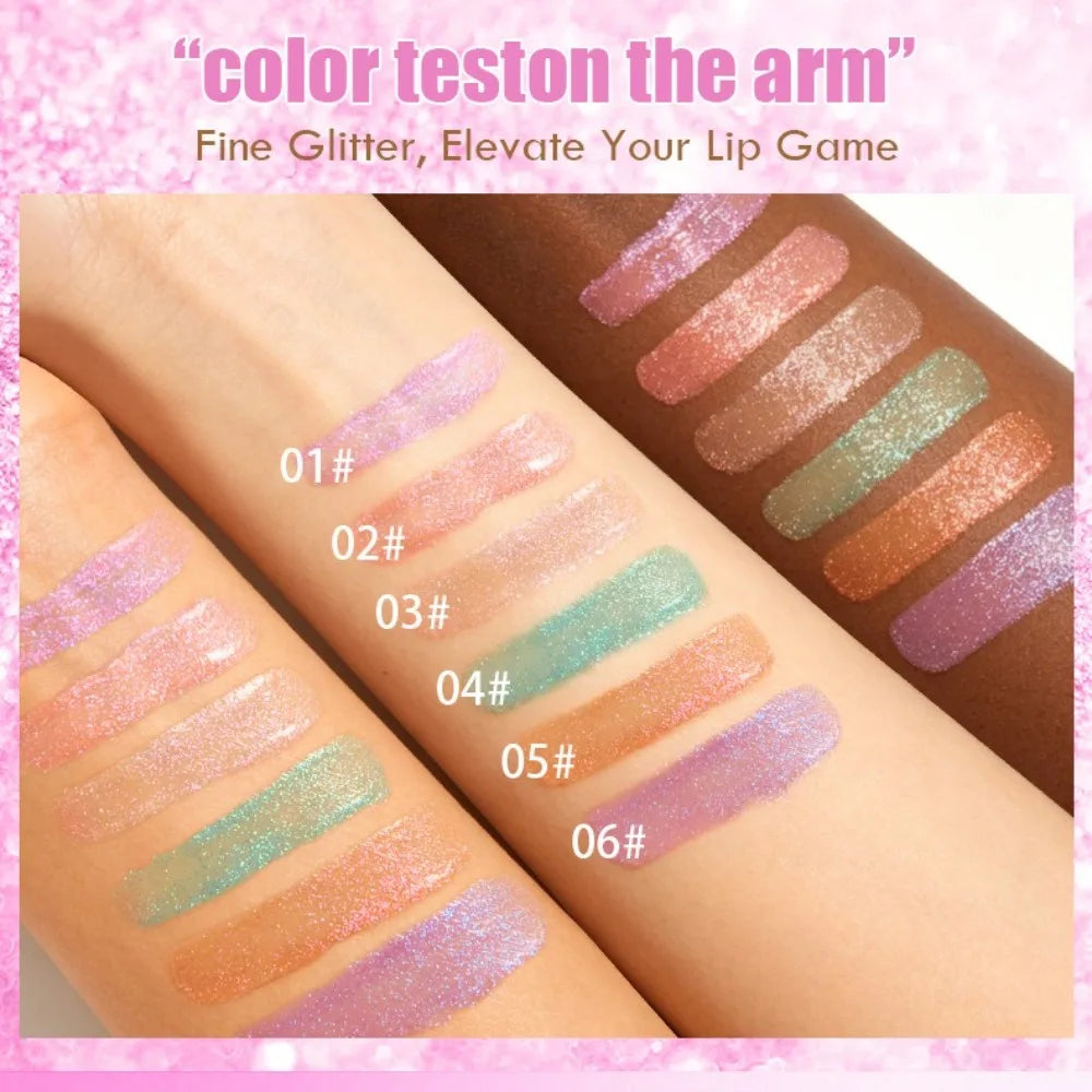 6 Colors Diamond Glitter Lipgloss Makeup Metallic Shimmer Moist Liquid Lipstick Pearl Lip Glaze Jelly Tint Sexy Shiny Cosmetics Zpaxo