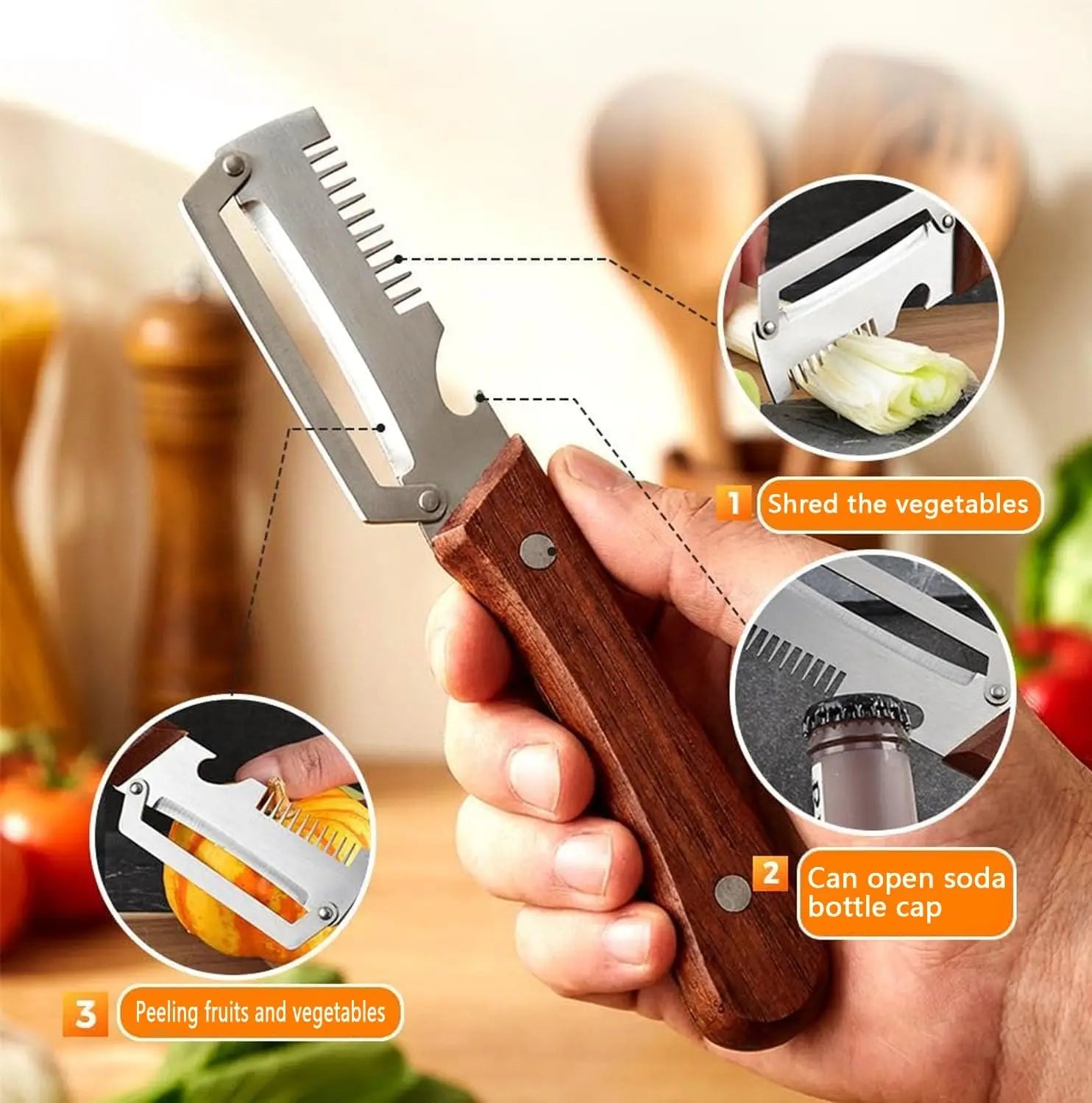 2-in-1 Multi-function Scallion Cutter Bottle Opener Kitchen Vegetable