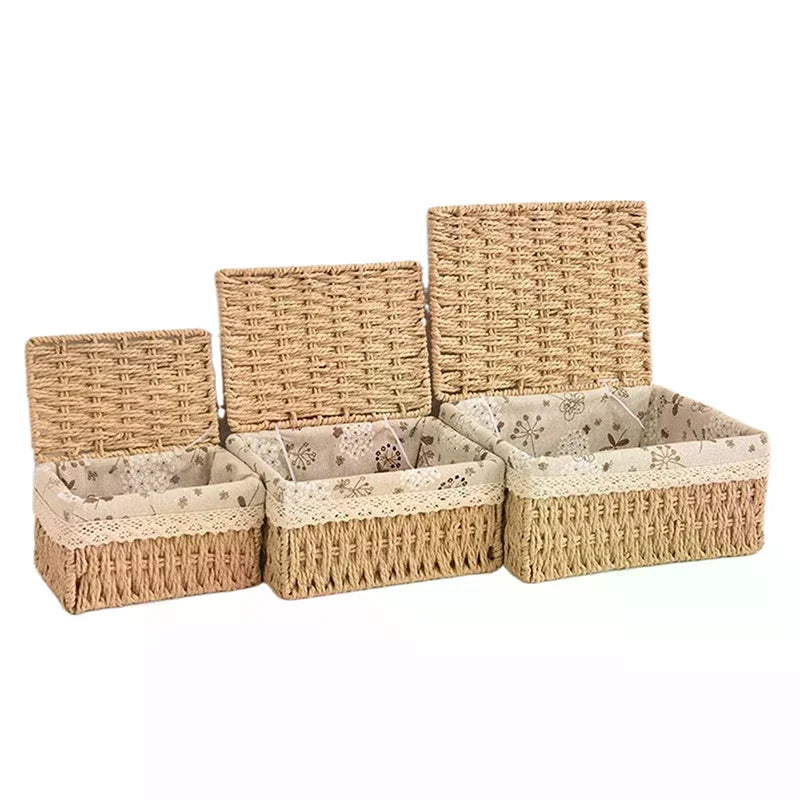 For Toys Snacks And Miscellaneous Items Desktop Cosmetic Storage Box Household Rattan Woven Storage Box Zpaxo