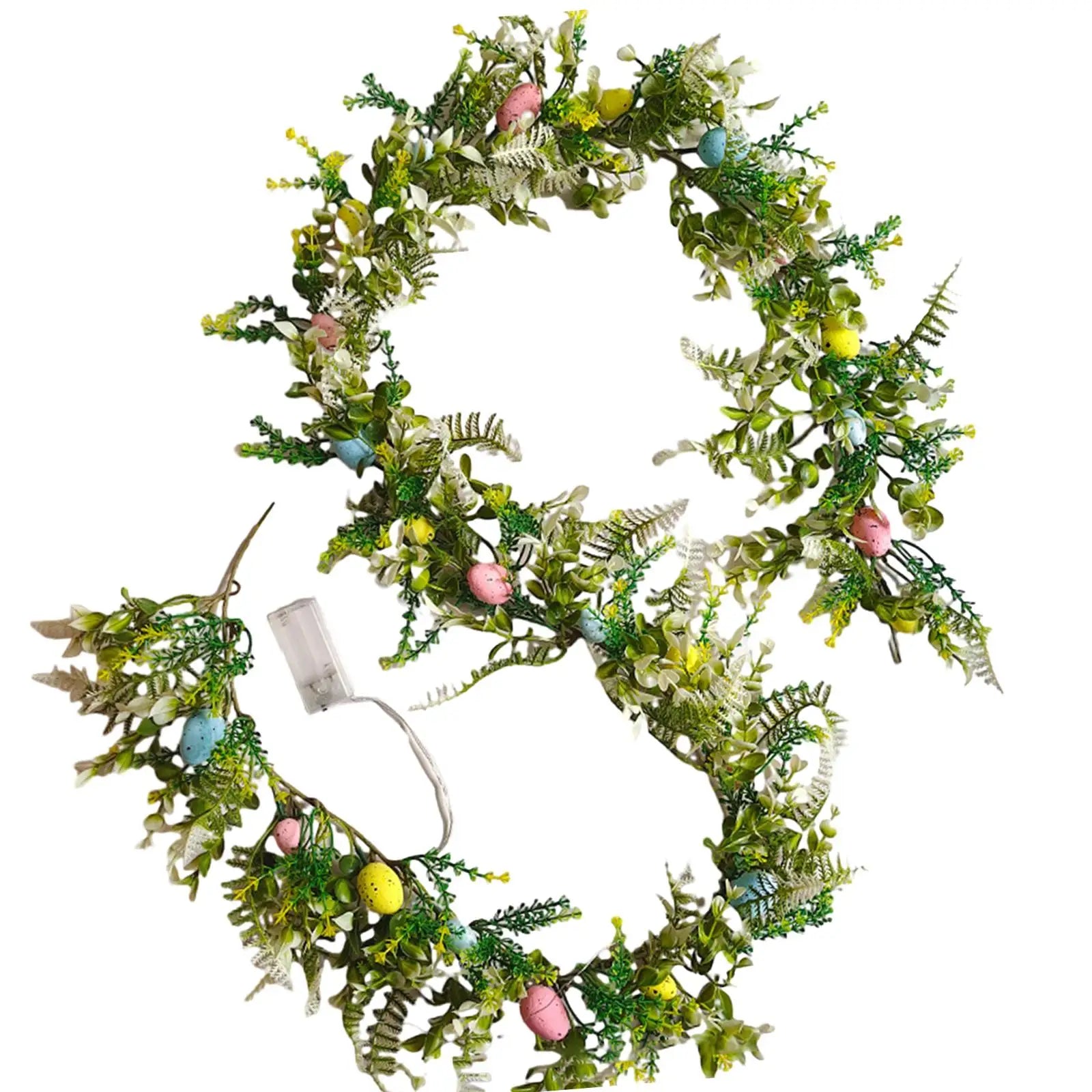 Easter Egg Garland Wreath Swag – 74.8" Green Leaves Decor Easter Garland Wreath Zpaxo