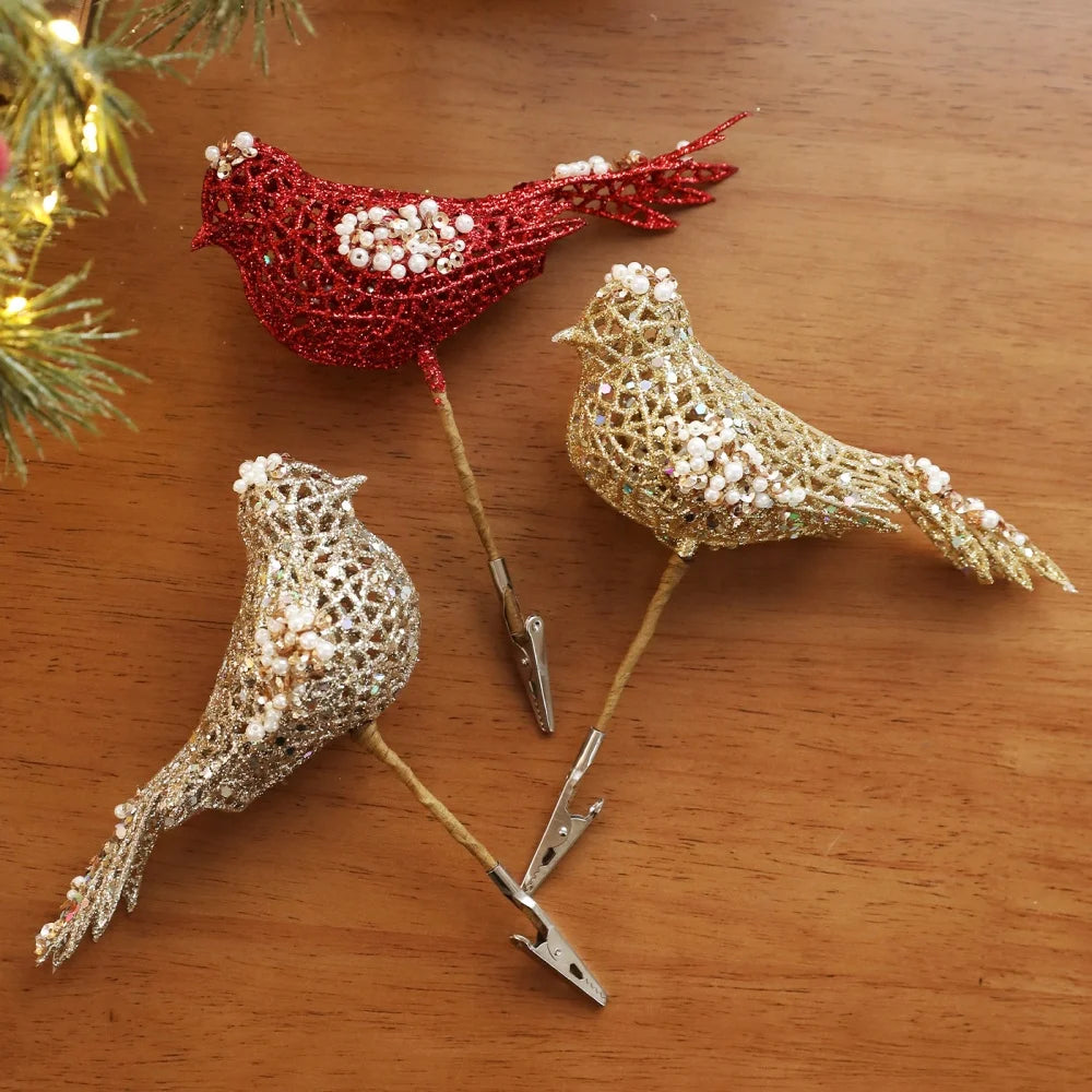 Glitter Bird Clip-On Christmas Ornament | Sparkling Tree Decor