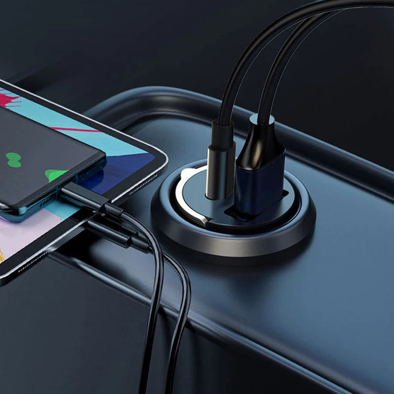 Car Mounted Dual Port Mini USB Charger Ultra Fast Charging Cigarette
