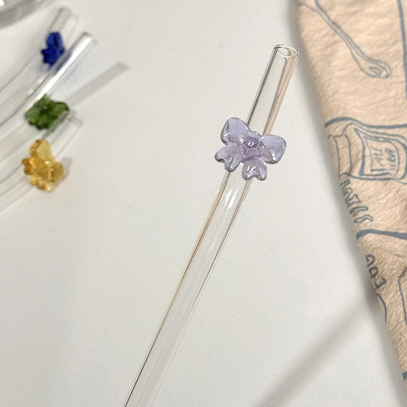 Unique Butterfly Glass Straw Reusable Heat-resistant Party Wedding Zpaxo