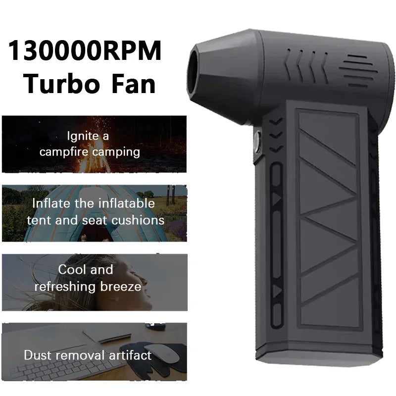 NEW 130000RPM Air Blower With Extra Nozzle Turbo Jet Fan Wind Speed 52m/s Electric Blower With Light Blowing Dust Dryer Zpaxo