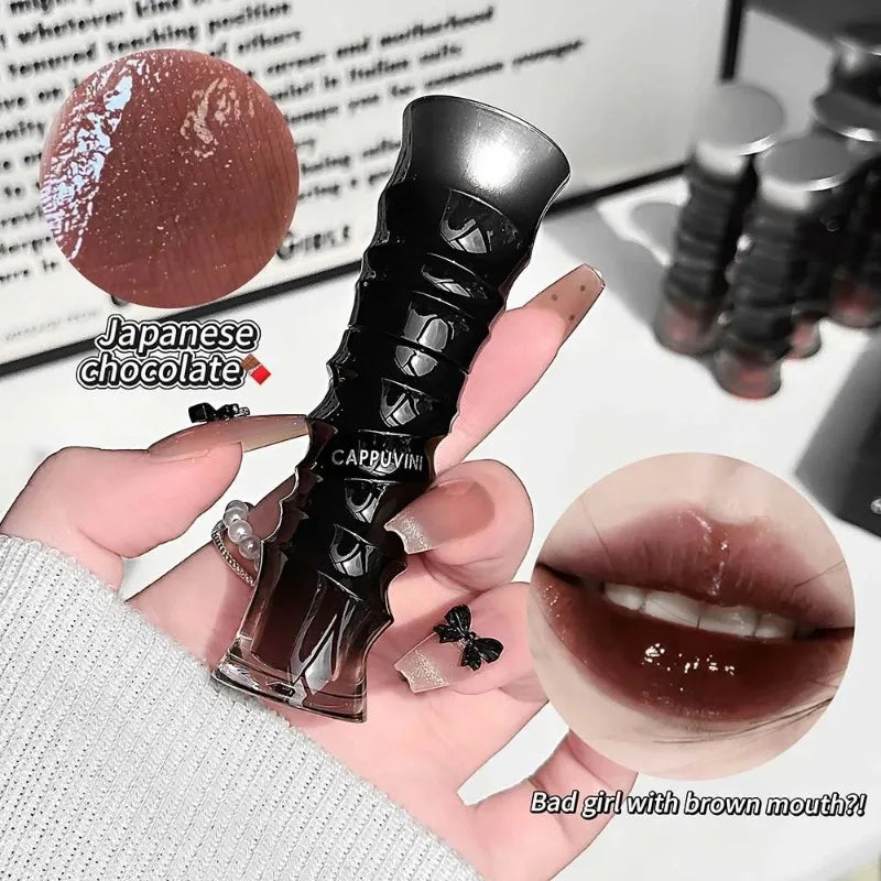 Punk Dark Red Lip Gloss Mirror Shine Moisturizing Texture Non-sticky