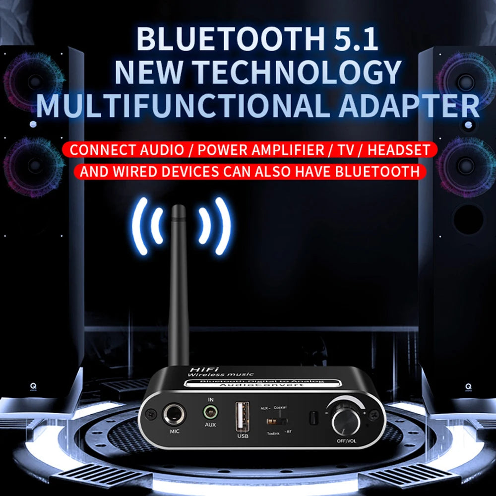 Bluetooth-compatible 5 1 Receiver Hifi Wireless Music Professional Zpaxo