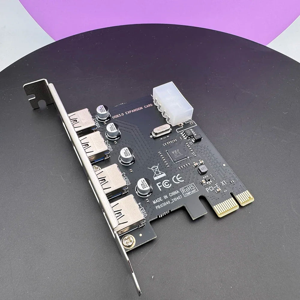 PCI-E To USB 3.0 HUB PCI Express Expansion Card Adapter 4 Port 5 Gbps Speed USB 3 0 PCI E PCIe Express 1x For Desktop Zpaxo