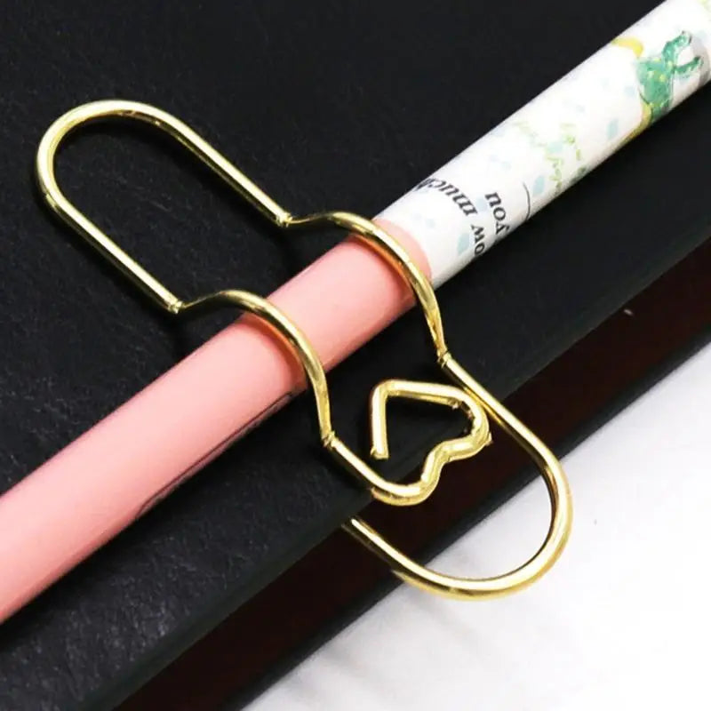 5-Pack Heart Shaped Metal Pen Clips – Notebook Fasteners