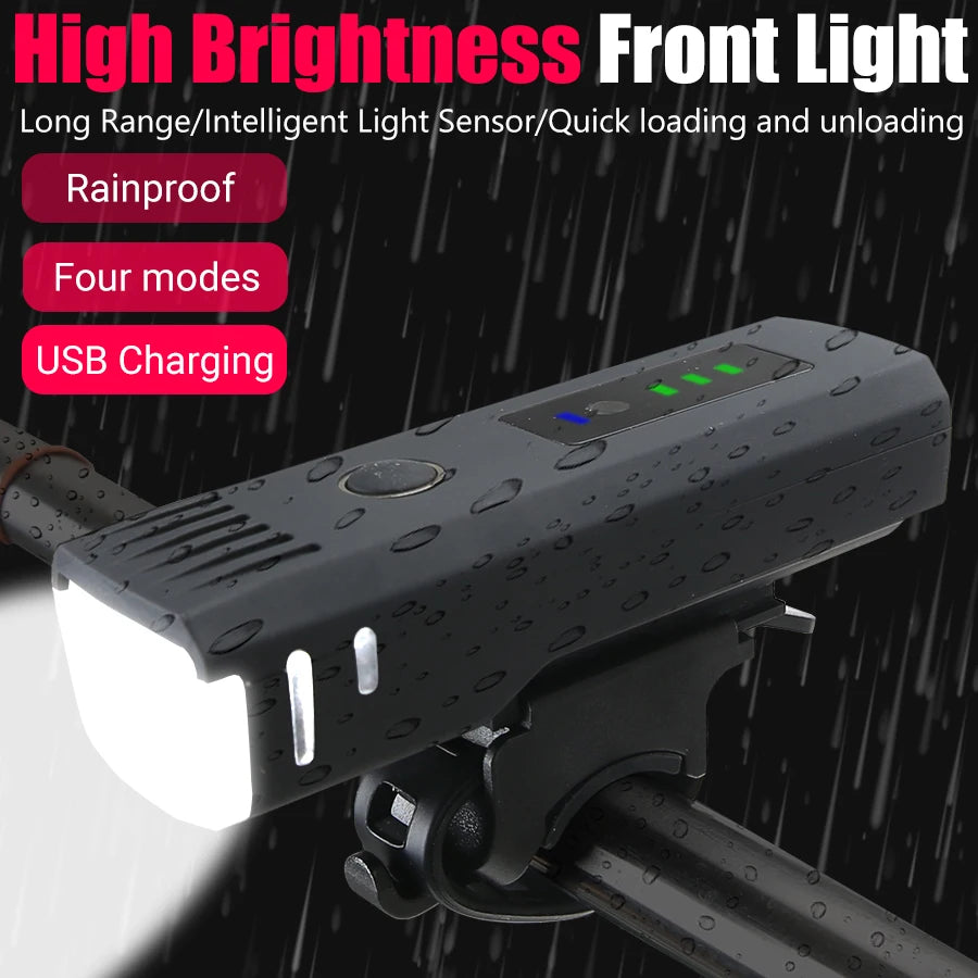 USB Rechargeable Bike Light Set – 1000LM LED Front & Taillight