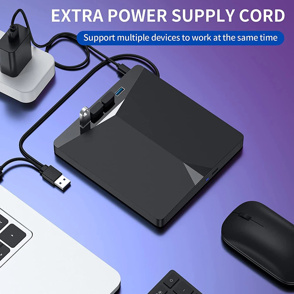 7-in-1 USB 3.0 TypeC External DVD RW CD Writer High-Speed Plug-and-Play for Windows 11/10/8/7/Linux/ OS Zpaxo