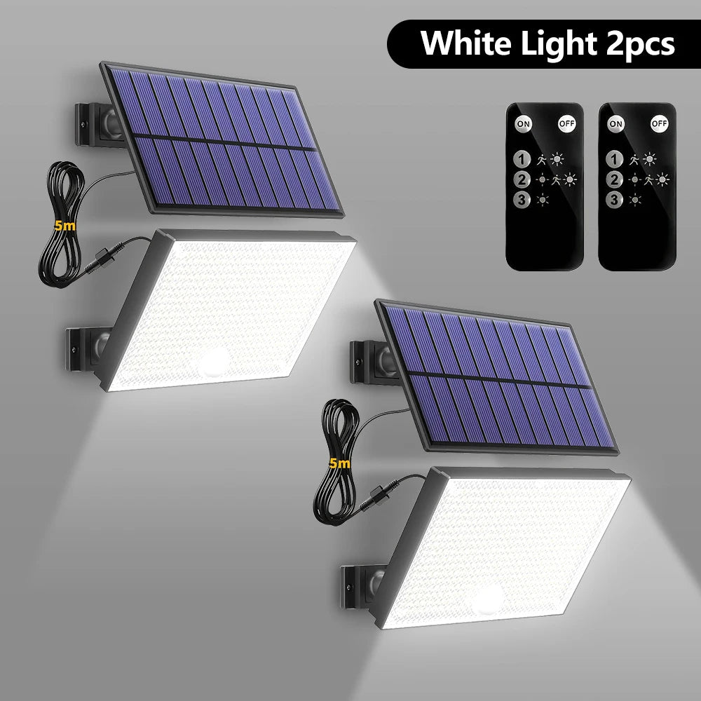 Solar Outdoor Motion Detector Lamp 400LED Solar Powered Wall Light 3 Modes Waterproof Flood Lights Garden Front Door Yard Zpaxo 400LED White 2pc