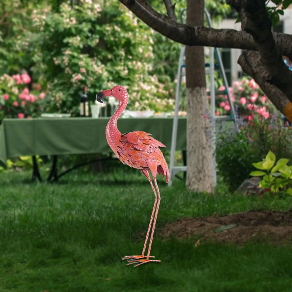 Metal Versatile Animal Figurines Gifts Pink Crafts Flamingo Statue for DIY Landscape Ornament Outdoor Courtyard Balcony Garden Zpaxo Default Title